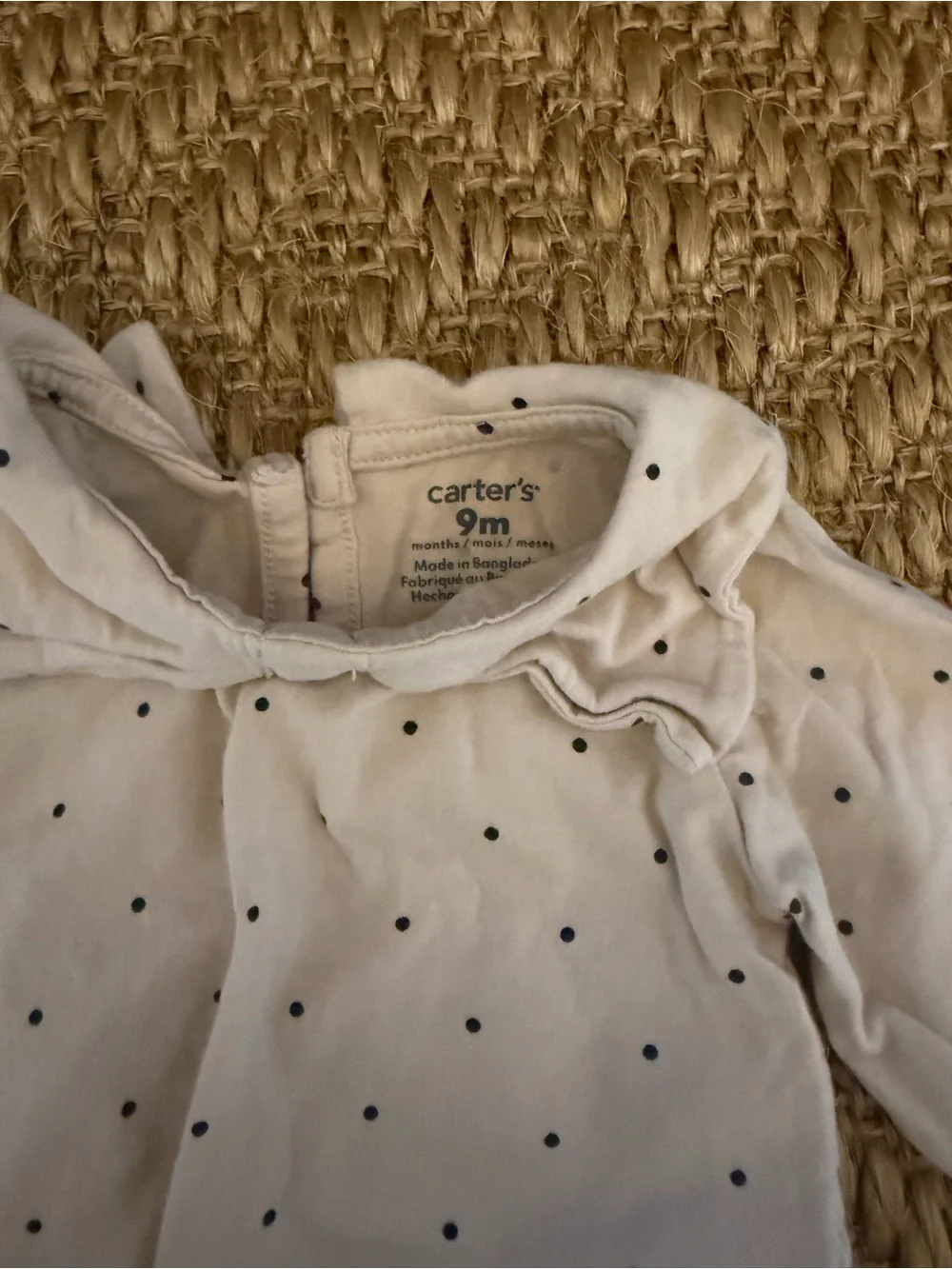 Carter's Cream Polka Dot Ruffle Top with Black Ribbed Leggings